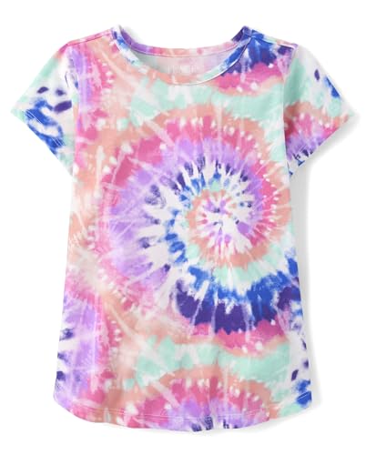 The Children's Place Girls' Short Sleeve Everyday T-Shirts, Dynamic Lilac Tie Dye