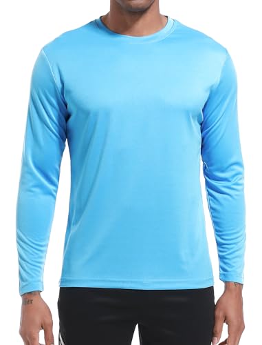 OYGSieg 6 or 5 Pack Long Sleeve Shirts for Men Moisture Wicking UPF SPF Sun Protection Tee Shirts Workout T Shirts Casual L