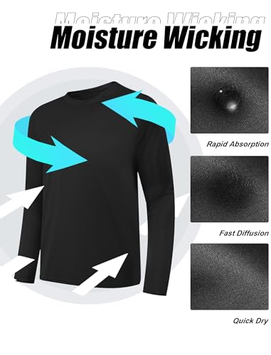 OYGSieg 6 or 5 Pack Long Sleeve Shirts for Men Moisture Wicking UPF SPF Sun Protection Tee Shirts Workout T Shirts Casual L