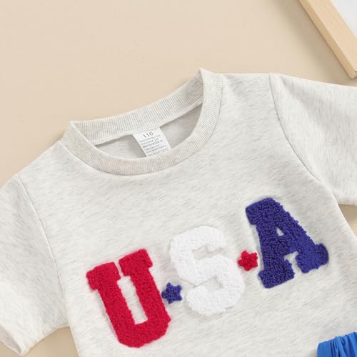 Socutebabe 4th of July Toddler Little Girl Outfit USA T-Shirt And Tulle Skirts Girls Dress Fourth Of July Clothes (USA Stars Blue, 6-7 Years)