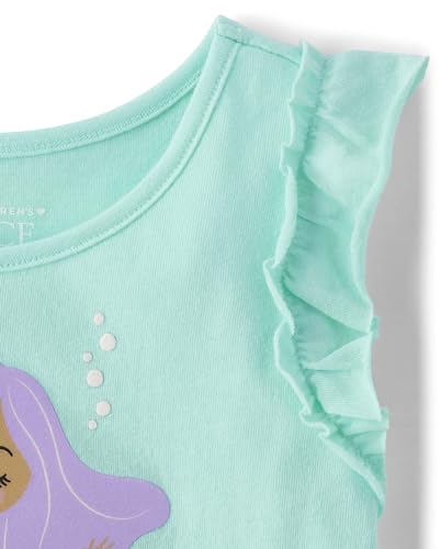 The Children's Place Baby Girls Everyday Infant-and-Toddler-Tank-top-and-cami-Shirts, Purple Mermaid 3-Pack, 4T US