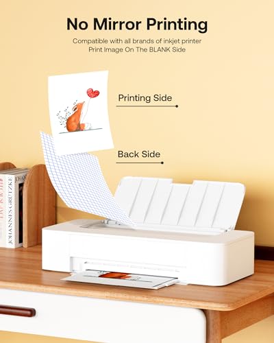 Hiipoo Heat Transfer Paper for T Shirts 25 Sheets, 8.5"x11" Printable Heat Transfer Vinyl for Inkjet Printer Iron on Transfers for Dark Fabric
