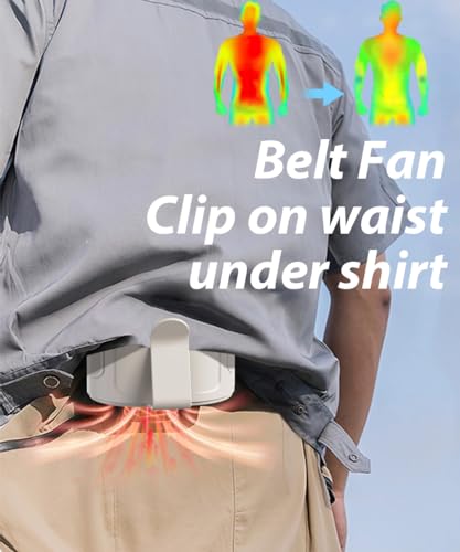 Rechargeable Waist Fan, Portable Fan with 25H Battery Life, 4 Speed Adjustable Belt Fan, 6600 RPM Strong Personal Cool Clip Fan Under Shirt for Farm Work Fishing Hiking - Black