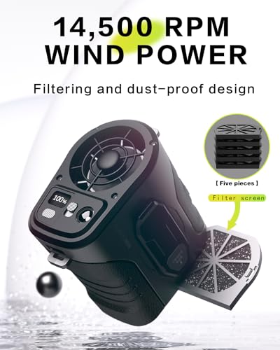Yinken Waist Fan 10000mAh Rechargeable,Portable Fan with over 24H Working Time, 15000RPM Strong Airflow Wearable Belt Fan Personal Waist Clip Fan for Clothes Shirt Farm Work Hiking