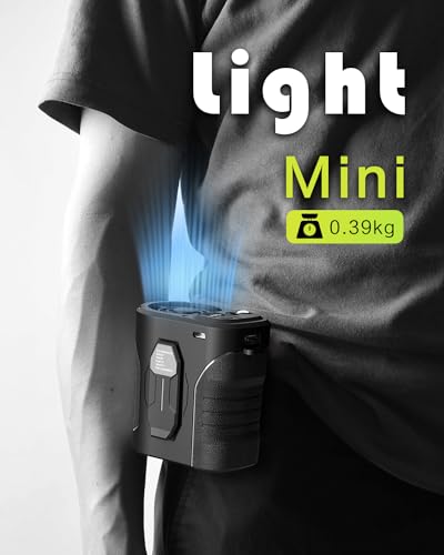 Yinken Waist Fan 10000mAh Rechargeable,Portable Fan with over 24H Working Time, 15000RPM Strong Airflow Wearable Belt Fan Personal Waist Clip Fan for Clothes Shirt Farm Work Hiking