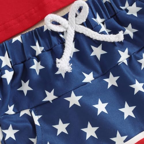 Toddler Baby Boy 4th of July Outfit Summer Clothes Short Sleeve Letter T Shirt Tops Newborn Rolled Shorts Set (USA-Red, 18-24 Months)