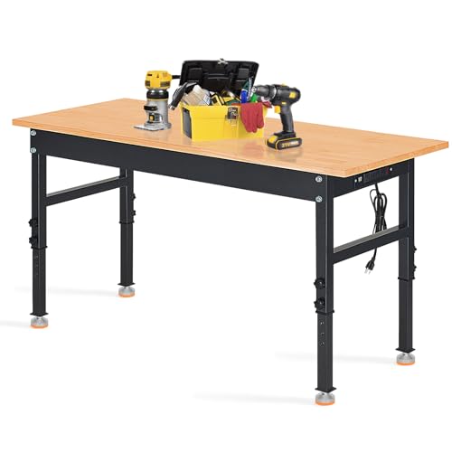 48" Heavy-Duty Adjustable Workbench with Power Outlets