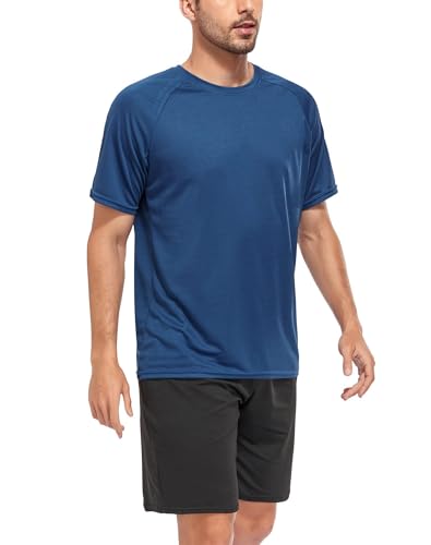 Kinglaman Mesh Workout Shirts for Men Dry Fit Gym Shirts Quick Dry Athletic Short Sleeve Sports T-Shirt Moisture Wicking 1 Black 1 Gray 1 White 1 Blue 1 Green X-Large