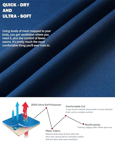 Kinglaman Mesh Workout Shirts for Men Dry Fit Gym Shirts Quick Dry Athletic Short Sleeve Sports T-Shirt Moisture Wicking 1 Black 1 Gray 1 White 1 Blue 1 Green X-Large
