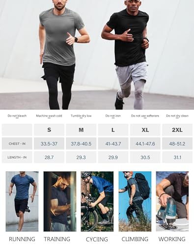 Kinglaman Mesh Workout Shirts for Men Dry Fit Gym Shirts Quick Dry Athletic Short Sleeve Sports T-Shirt Moisture Wicking 1 Black 1 Gray 1 White 1 Blue 1 Green X-Large