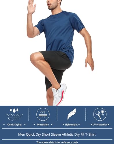 Kinglaman Mesh Workout Shirts for Men Dry Fit Gym Shirts Quick Dry Athletic Short Sleeve Sports T-Shirt Moisture Wicking 1 Black 1 Gray 1 White 1 Blue 1 Green X-Large
