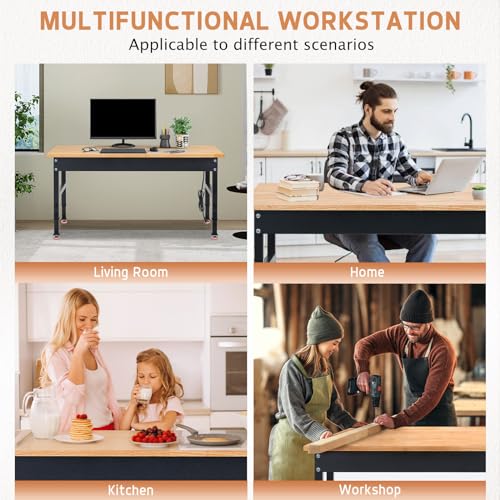 48" Heavy-Duty Adjustable Workbench with Power Outlets