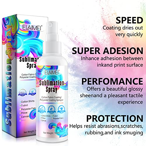 Sublimation Spray for Cotton Shirts 100ML Bright Sublimation Spray for All Fabric Including Polyester Carton Tote Bag Pillows, Waterproof Quick Drying Brighter & More Vibrant Colors