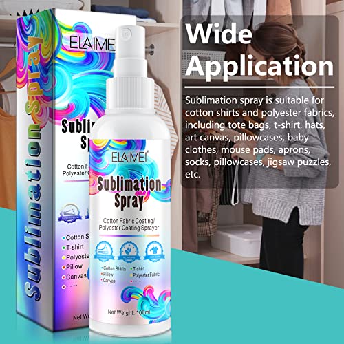 Sublimation Spray for Cotton Shirts 100ML Bright Sublimation Spray for All Fabric Including Polyester Carton Tote Bag Pillows, Waterproof Quick Drying Brighter & More Vibrant Colors