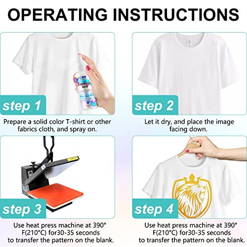 Sublimation Spray for Cotton Shirts 100ML Bright Sublimation Spray for All Fabric Including Polyester Carton Tote Bag Pillows, Waterproof Quick Drying Brighter & More Vibrant Colors