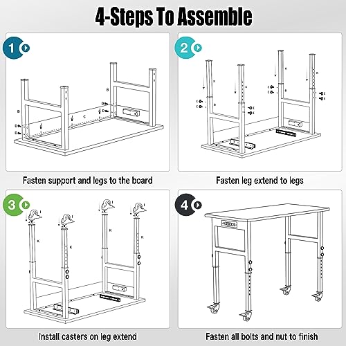 60" Heavy-Duty Adjustable Wood Workbench with Wheels