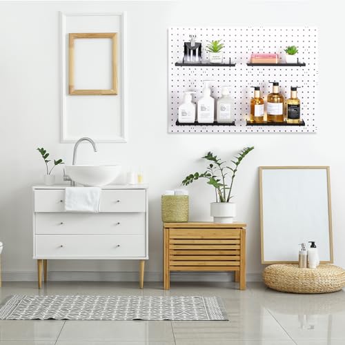 Black Metal Pegboard Shelves with Tray Brackets