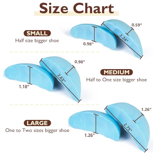 Dr.Foot Shoe Filler Inserts for Loose Shoe, Toe Filler Cushion Inserts for Shoe Too Big, Big Shoe Fillers Make Shoes Fit for Casual Sports High Heels Boots (Small: Half Size Bigger, Blue)