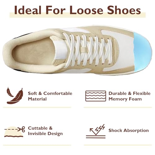 Dr.Foot Shoe Filler Inserts for Loose Shoe, Toe Filler Cushion Inserts for Shoe Too Big, Big Shoe Fillers Make Shoes Fit for Casual Sports High Heels Boots (Small: Half Size Bigger, Blue)