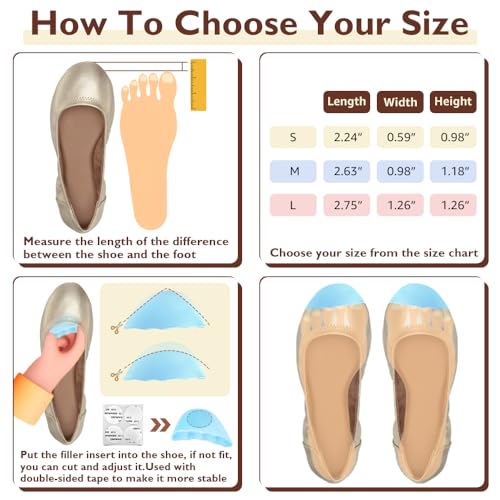 Dr.Foot Shoe Filler Inserts for Loose Shoe, Toe Filler Cushion Inserts for Shoe Too Big, Big Shoe Fillers Make Shoes Fit for Casual Sports High Heels Boots (Small: Half Size Bigger, Blue)