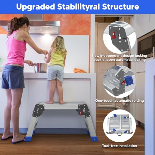 Anyelse Folding Step Stool for Adults, Aluminum Work Platform
