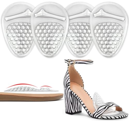 Beautulip Ball of Foot Cushions Women, Metatarsal Pads, High Heel Comfort Pads, Weight Shifting and Shock Absorbing in Shoes (2 Pairs) (Clear)