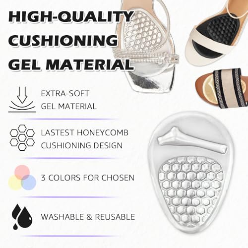 Beautulip Ball of Foot Cushions Women, Metatarsal Pads, High Heel Comfort Pads, Weight Shifting and Shock Absorbing in Shoes (2 Pairs) (Clear)