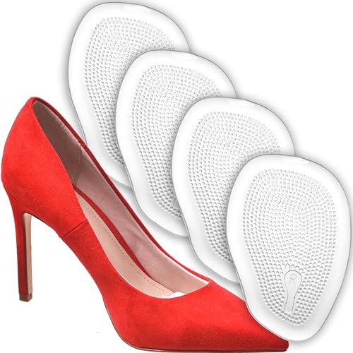 Ball of Foot Cushions for Women (2 Pairs) Metatarsal Pads Women, High Heel Comfort Pads, All Day Comfort & Pain Relief Heel Pads, One Size Fits All, Shoe Gummies for Heels (Clear)