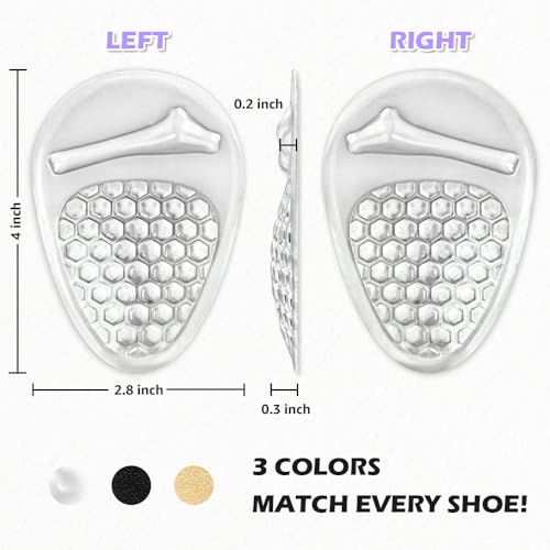 Beautulip Ball of Foot Cushions Women, Metatarsal Pads, High Heel Comfort Pads, Weight Shifting and Shock Absorbing in Shoes (2 Pairs) (Clear)