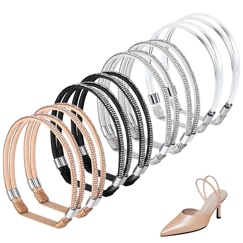 4 Pairs High Heels Shoe Straps, 4 Styles Rhinestone Shoe Lace For Heels Detachable Shoe Straps for Loose Shoes Anti-Loose Shoe Straps for High Heels Sandals Slippers