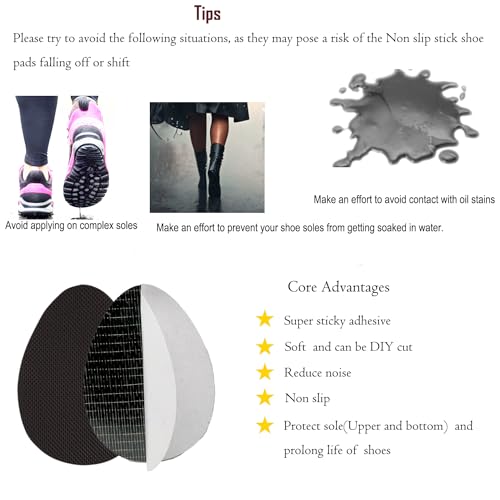 Non-Slip Shoes Pads Sole Protectors Adhesive, High Heels Anti-Slip Shoe Grips (Black 4pairs)