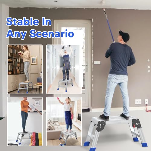 Anyelse Folding Step Stool for Adults, Aluminum Work Platform
