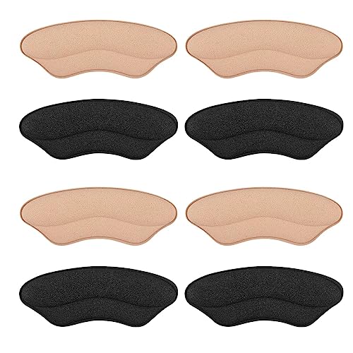 Riootlnm Heel Pads for Shoes That are Too Big, Soft High Heel Grips for Loose Shoes, Blisters, Heel Pain, Heel Inserts for Womens, Mens, Heel Liners (RosyBrown-Black4Pairs)