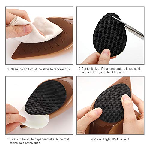 GADEBAO 12PCS Non-Slip Shoe Pads for Bottom of Shoes, Premium Rubber Self Adhesive Anti-Slip Shoe Grips Stickers, High Heels Non-Skid Sole Protector
