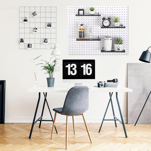 Black Metal Pegboard Shelves with Tray Brackets