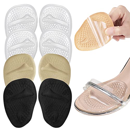 Metatarsal Pads Women, Ball of Foot Cushions for Women, Forefoot Pads Stop Feet from Sliding Forward, High Heel Comfort Cushion Inserts Pads, Non-Slip Foot Pad, Resuse and Washable(4 Pairs