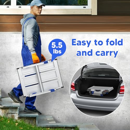 Anyelse Folding Step Stool for Adults, Aluminum Work Platform