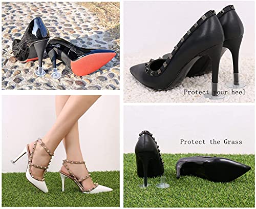 FARCURN Clear High Heel Protectors，FARCURN 3 Size Soft Heel Covers for Walking on Grass and Uneven Floor(S/M/L) (3 Pair (Pack of 1))