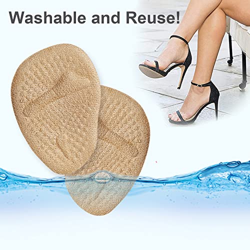 Metatarsal Pads Women, Ball of Foot Cushions for Women, Forefoot Pads Stop Feet from Sliding Forward, High Heel Comfort Cushion Inserts Pads, Non-Slip Foot Pad, Resuse and Washable（4 Pairs