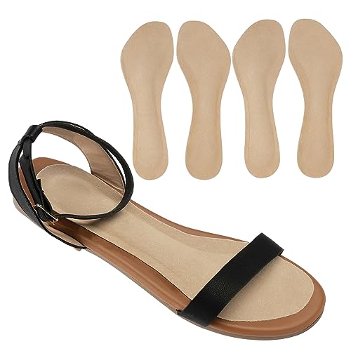 (2 Pairs) Pigskin Non-Slip High Heel Cushion Inserts Arch Support, Shock & Sweat Absorption, Adhesive Shoe Insoles for Dress Shoes Flats Boots Sandals Relief Blister Callus Pain, Fits Women 5-8 Size