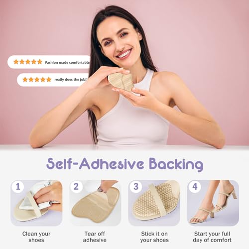 ZAIWOO Metatarsal Pads Women, Ball of Foot Cushions for Women, Heel Inserts for Women, Heel Pads for Shoes, (2 Pairs Foot Pads) High Heel Comfort Pads, Anti Slip, Full-wrap Design