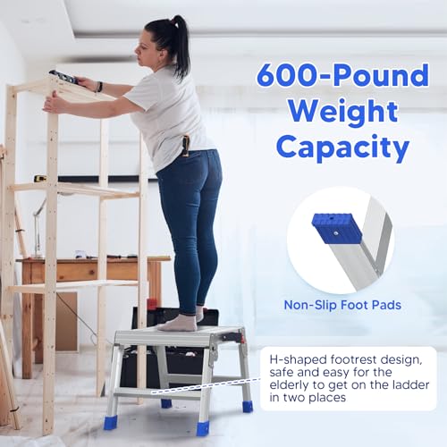 Anyelse Folding Step Stool for Adults, Aluminum Work Platform