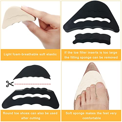 12 Pairs Shoe Filler High Heel Cushion Pads Adjustable Toe Filler Inserts Front Insoles Heel Grips Liner Insert for Preventing Too Big Shoe from Heel Slipping Blisters Relieve Pain (Elegant Style)
