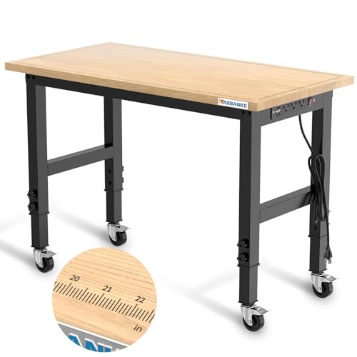 LARBANKE 48" Heavy-Duty Workbench with Brake Wheels under 2000lbs