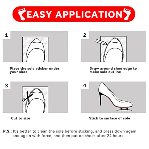 16 Pack Sole Protector for High Heel Shoes Red Bottom Sole Sticker Crystal Clear Sole Guard Protectors Anti Slip 16 Sheets for 8 Pairs of Shoes Wear Resistant