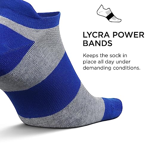 Feetures High Performance Max Cushion Ankle Sock - No Show Socks for Women & Men with Heel Tab - New Boost Blue, L (1 Pair)
