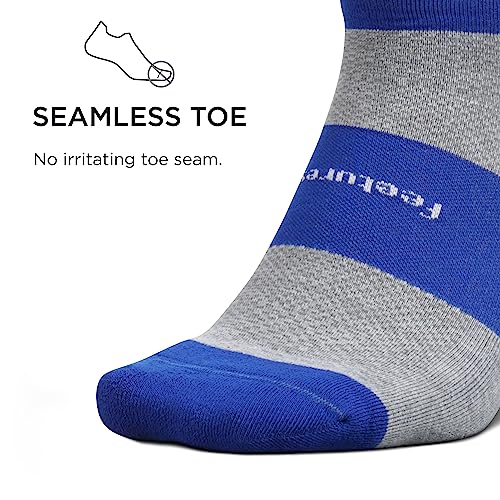 Feetures High Performance Max Cushion Ankle Sock - No Show Socks for Women & Men with Heel Tab - New Boost Blue, L (1 Pair)