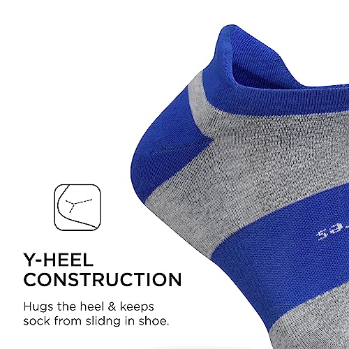 Feetures High Performance Max Cushion Ankle Sock - No Show Socks for Women & Men with Heel Tab - New Boost Blue, L (1 Pair)