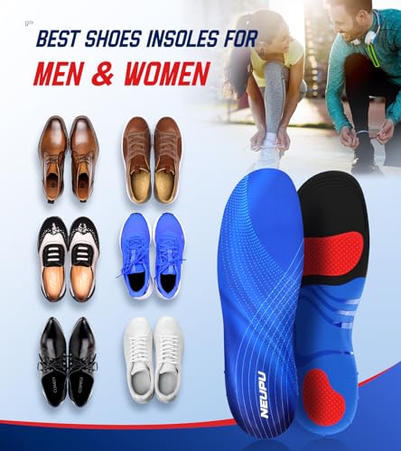 NEUPU 240+lbs Plantar Fasciitis Insoles Men Women, Comfort Heavy Duty High Arch Support Insoles for Pain Relief Absorb Shock, Work Boot Shoe Inserts Orthotic for Flat Feet, Pronation, Heel & Foot Pain