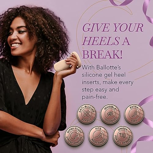 Ballotte Silicone Heel Protector, Heel Grips/Heel Pads for Shoes, Shoe Inserts for Women Heels/Shoe Inserts for Shoes That are Too Big High Heel Cushion Inserts Women (Natural (8 Pack))